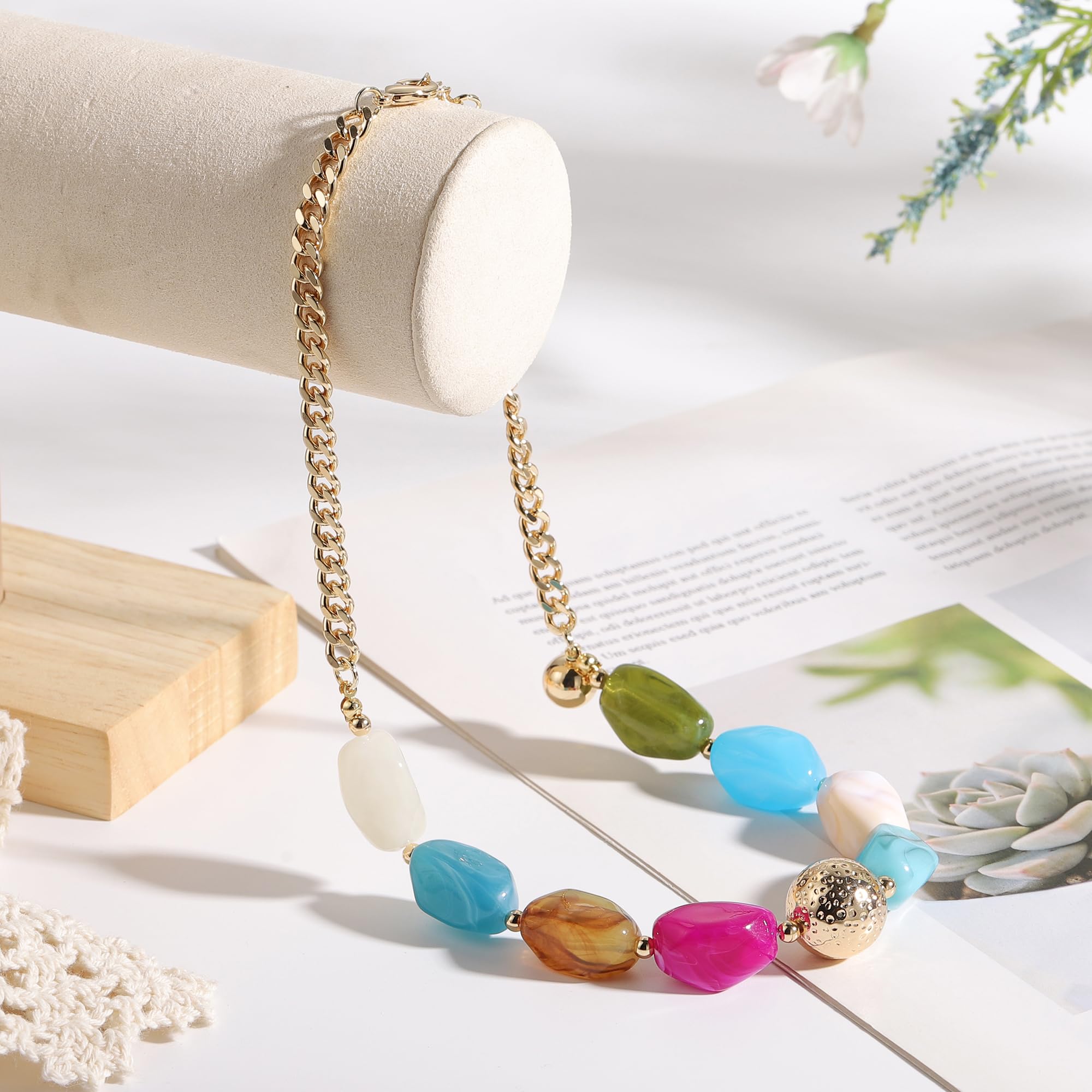 Marova Collana di perline multicolore per le donne | Collana di perline da donna con perline colorate in resina, un design leggero, uno stile alla moda