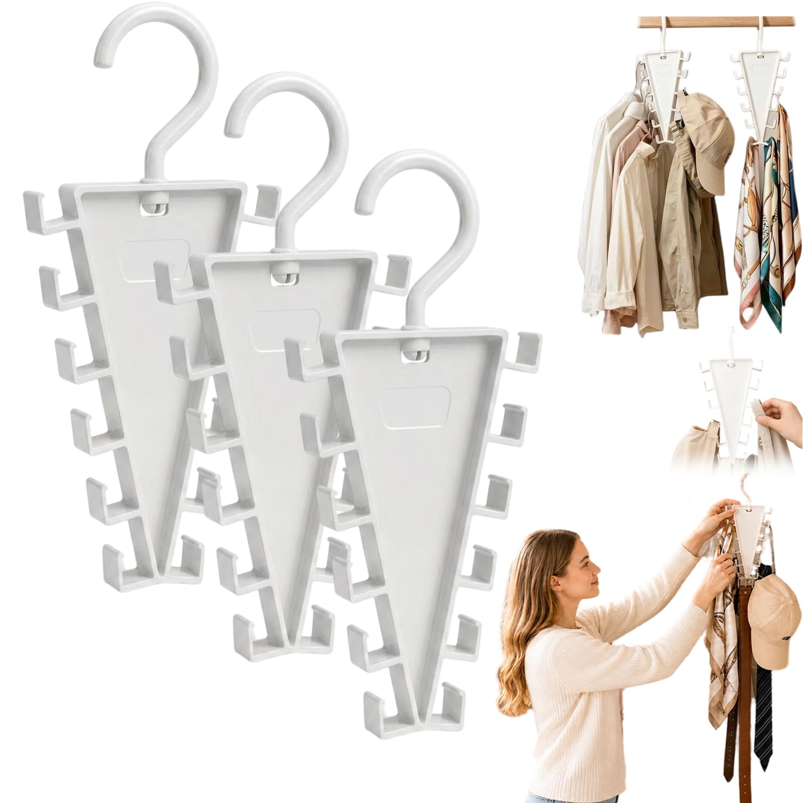 12-Hook V Shaped Hanger, V-Shaped Double-Sided Closet Organizer Hanger，3