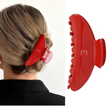 Claw Clips for Thick Hair - 4 Inch Large Hair Clips for Women Girls Gifts, Initial Hair Claw Clip for Thin & Thick Hair, Birthday Personalized for Women Girls - Red, Initial E