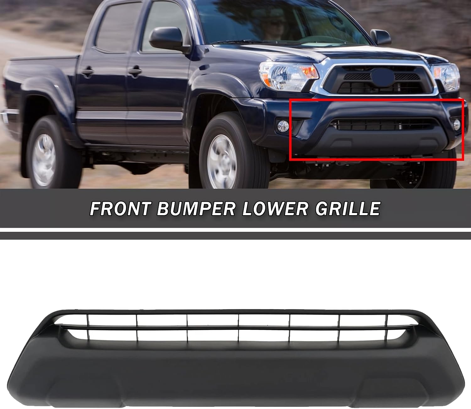 Bewild Front Lower Grille Fit For 2012 2013 2014 2015 Toyota Tacoma Front Bumper Lower Center Grille Grill Replacement for TO1036133, 5311204030 (Lower Grille)