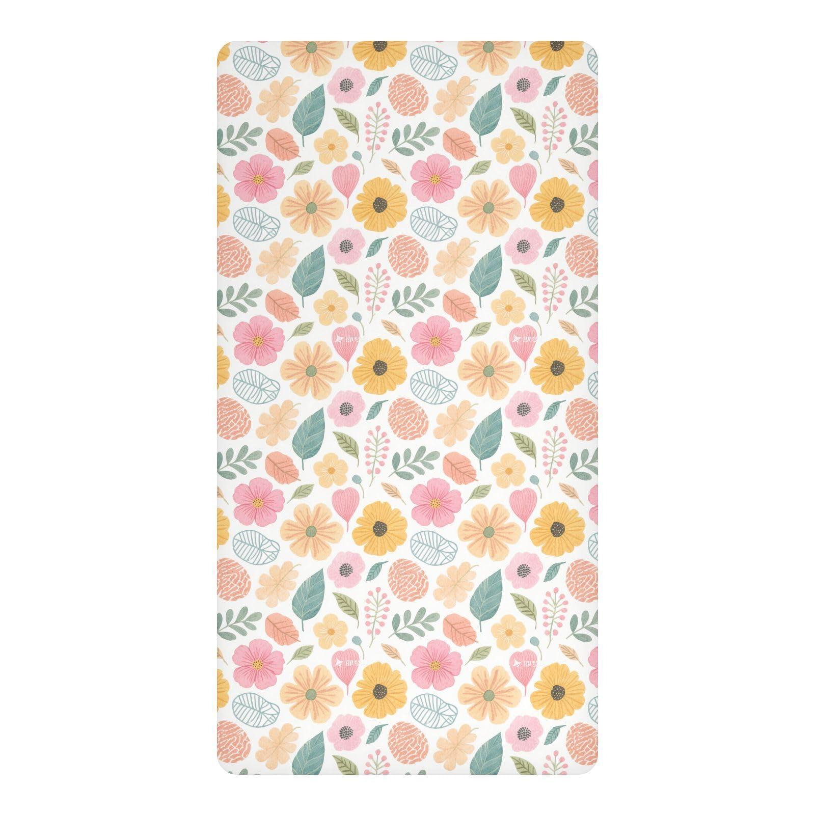 Housse de matelas bébé imperméable rétro fleurs 132x71 cm