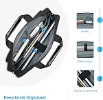 MOSISO Laptop Shoulder Bag 15.6 inch, 15-15.6 inch Computer Bag Compatible with MacBook Pro 16 inch, HP, Dell, Lenovo, Notebook with 2 Raised&1 Flapover&1 Horizontal Pocket&Handle&Belt, Black