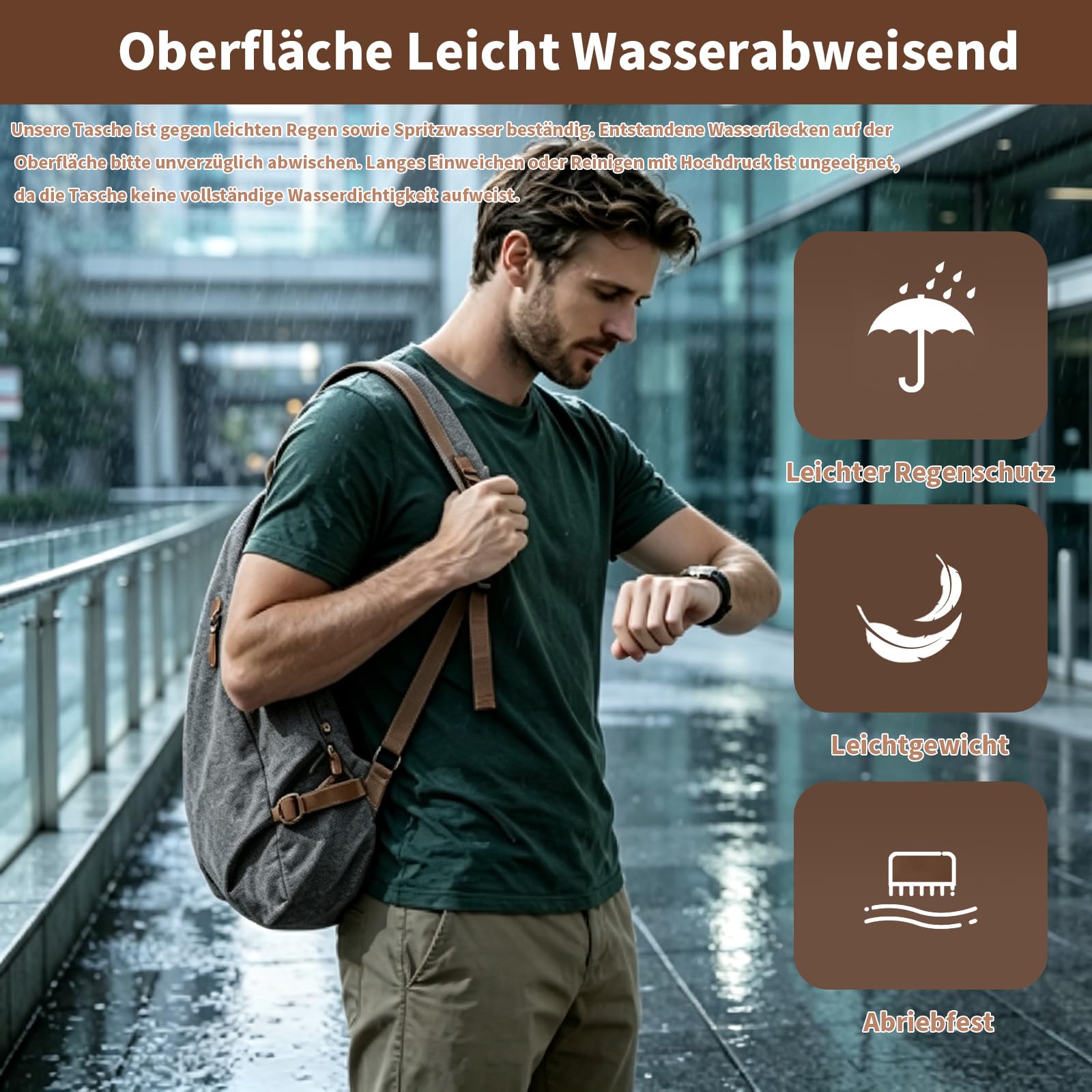 KL928 Canvas Vintage Rucksack – Großer Casual Daypack Outdoor Reisesack Wanderrucksack für Herren und Damen (Dunkelgrau)