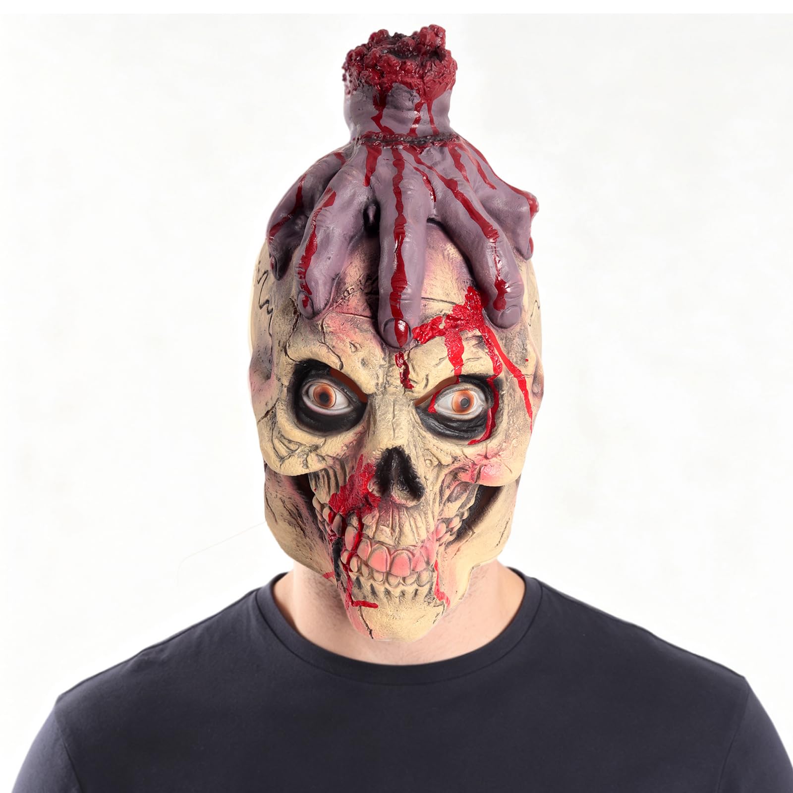 Hyelntu Hand Skull Mask Adult Halloween Scary Bloody Zombie Mask Costume