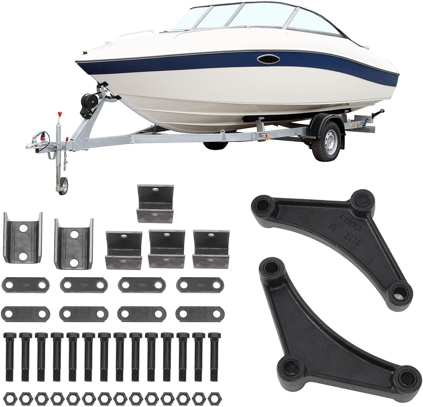 Trailer Spring Hanger Kit, Trailer Axle Hanger Kit Rugged Tandem Trailer Axle Hanger Kit For 1‑3/4in Wide Double Eye Springs For 3500 to 7000 Lb Axles