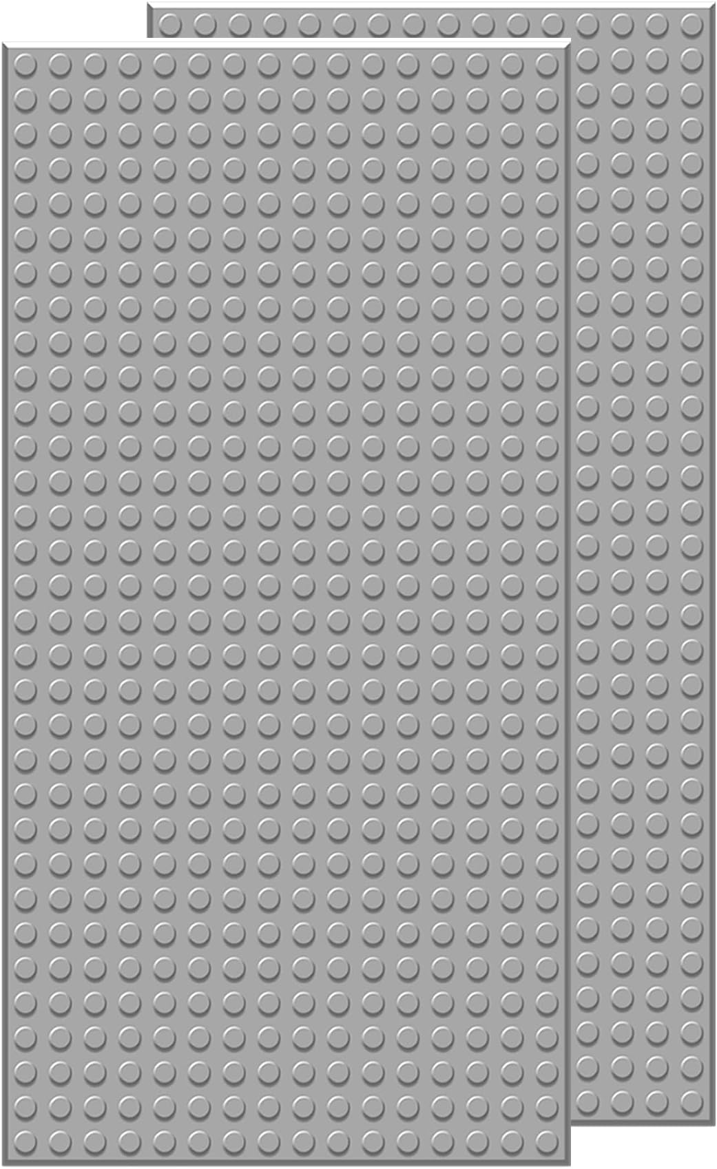 EKIND 2 PCS Classic 5" x 10" Building Baseplates, Compatible with Major Brands Toy Bricks, Encourage Logic & Creativity Through Play, Ideal STEM Activities for Children (Gray)