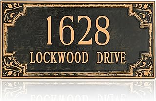 Address Plaque Large Options - Personalized Address Sign,House Number Sign Plaque,House Address Numbers for Outside House,Fence,Drive Way,Apartment 1/4‘’ Thick Metal 2-Line,911 Visibility US 10'' x 5''(Red Copper)