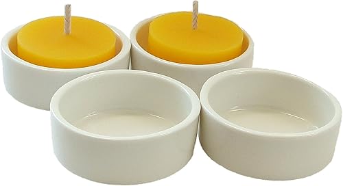 American Metalcraft Portavelas de porcelana (4 unidades), redondo, blanco, PSLT17