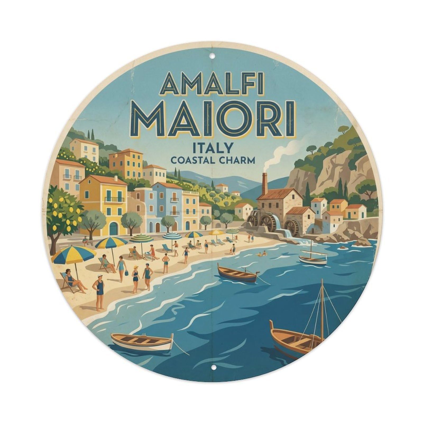 Maiori Amalfi Italy Landmark Travel Retro Metal Tin Sign