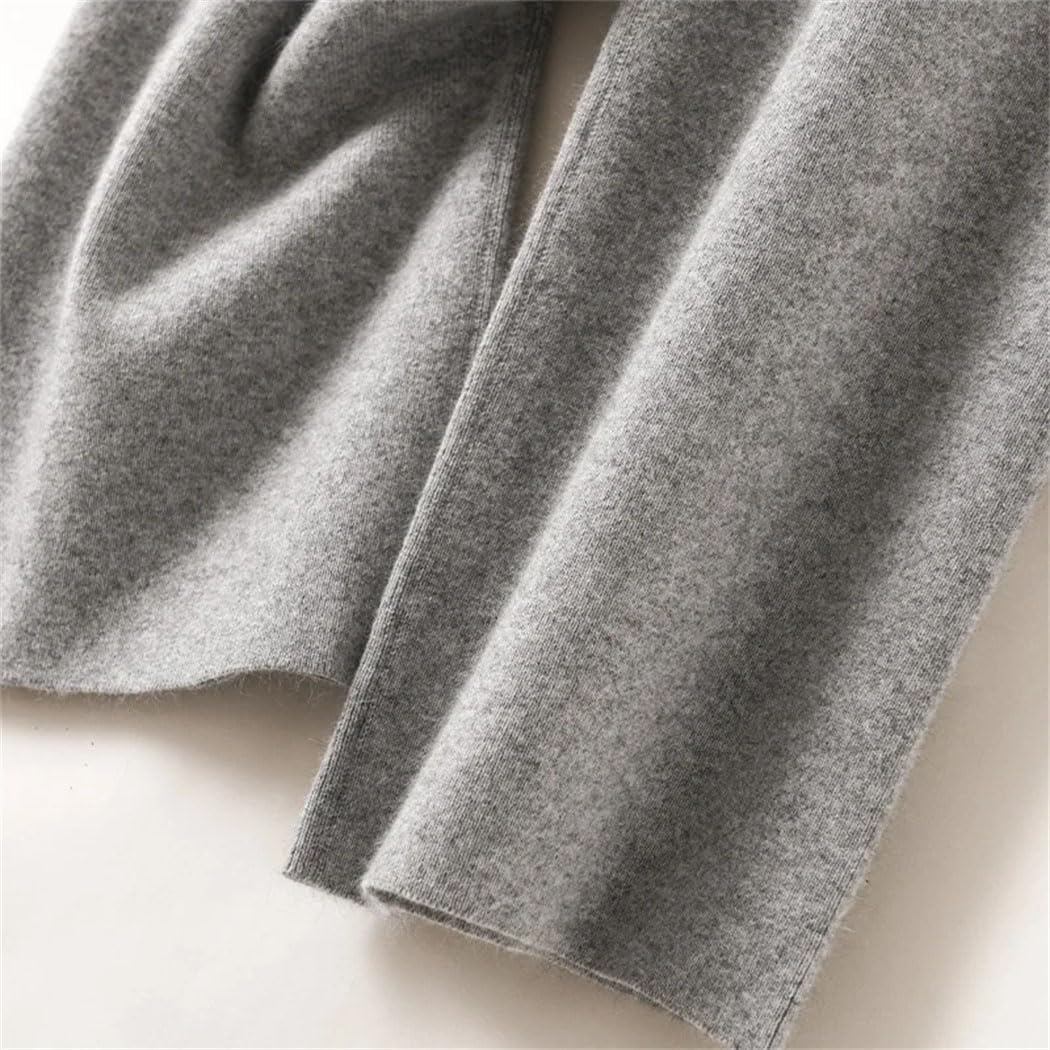 Women's 100% Merino Wool Knit Pants Fall Winter Soft Casual Wide Leg Pants with Drawstring Elastic Waistband - Image 4