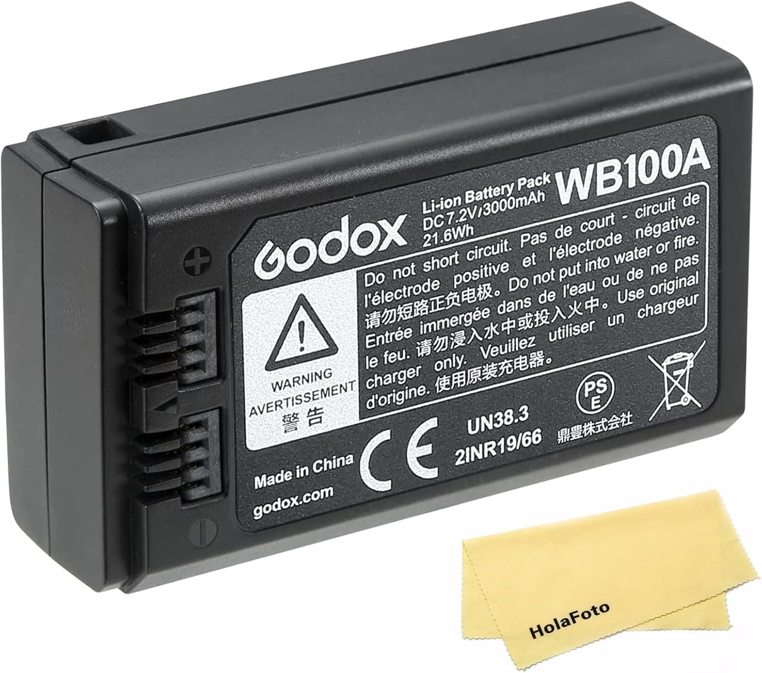 Godox WB100A Battery Replacement 7.2V/3000 Lithium Battery for Godox AD100 Pro Pocket Flash and Godox V1 Flash, Such as Godox V1-S/V1-N/V1-C/V1-F/V1-O Round Head Camera Flash (Update WB100 Battery)