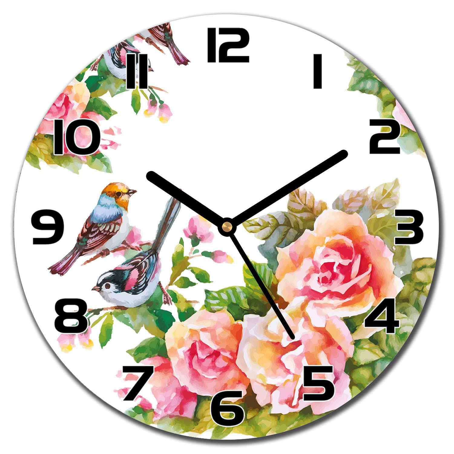 Horloge en verre de sécurité robuste et design oiseau pour un salon élégant.