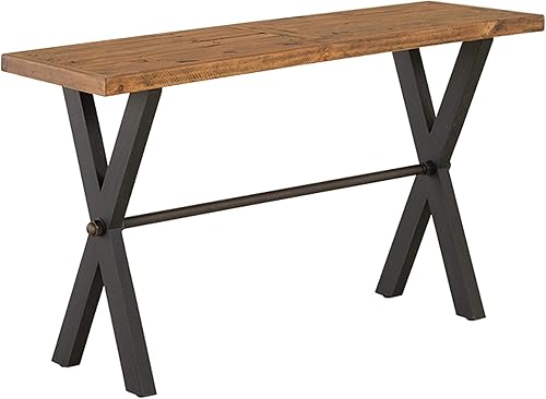 Cortesi Home Austin - Mesa consola con patas de madera negra recuperadas, 55 pulgadas de ancho, color marrón