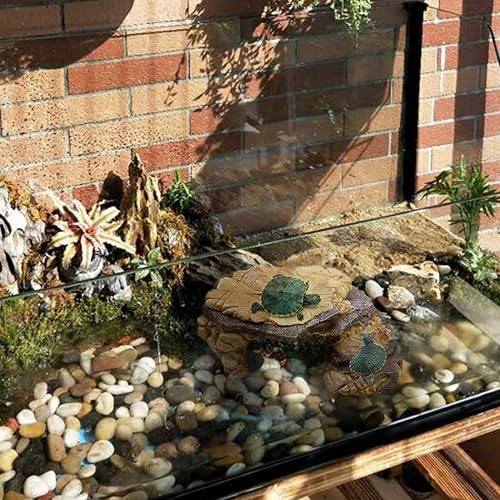 Miniatura 7 de kathson Plataforma de resina para tortugas, rampa de escalada de tortuga, terraza de descanso, cuevas de piel de reptiles, decoraciones de acuarios,