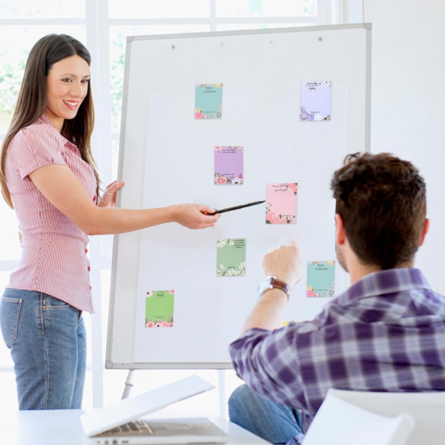 12 Pack Bible Sticky Notes - 360 Sheets Inspirational Memo Pads 4x3 Inch Floral Design Self-Stick Note Pads Bible Verse Quotes Notepads Gifts for Writing Notes Back to School Gifts Office Supplies - Image 6