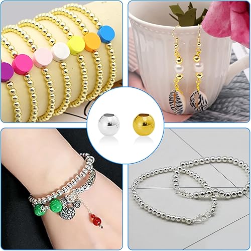 Miniatura 6 de 200 cuentas redondas de 0.315 pulgadas (0.315 in), cuentas espaciadoras de metal, cuentas espaciadoras sin costuras, cuentas de bola sueltas