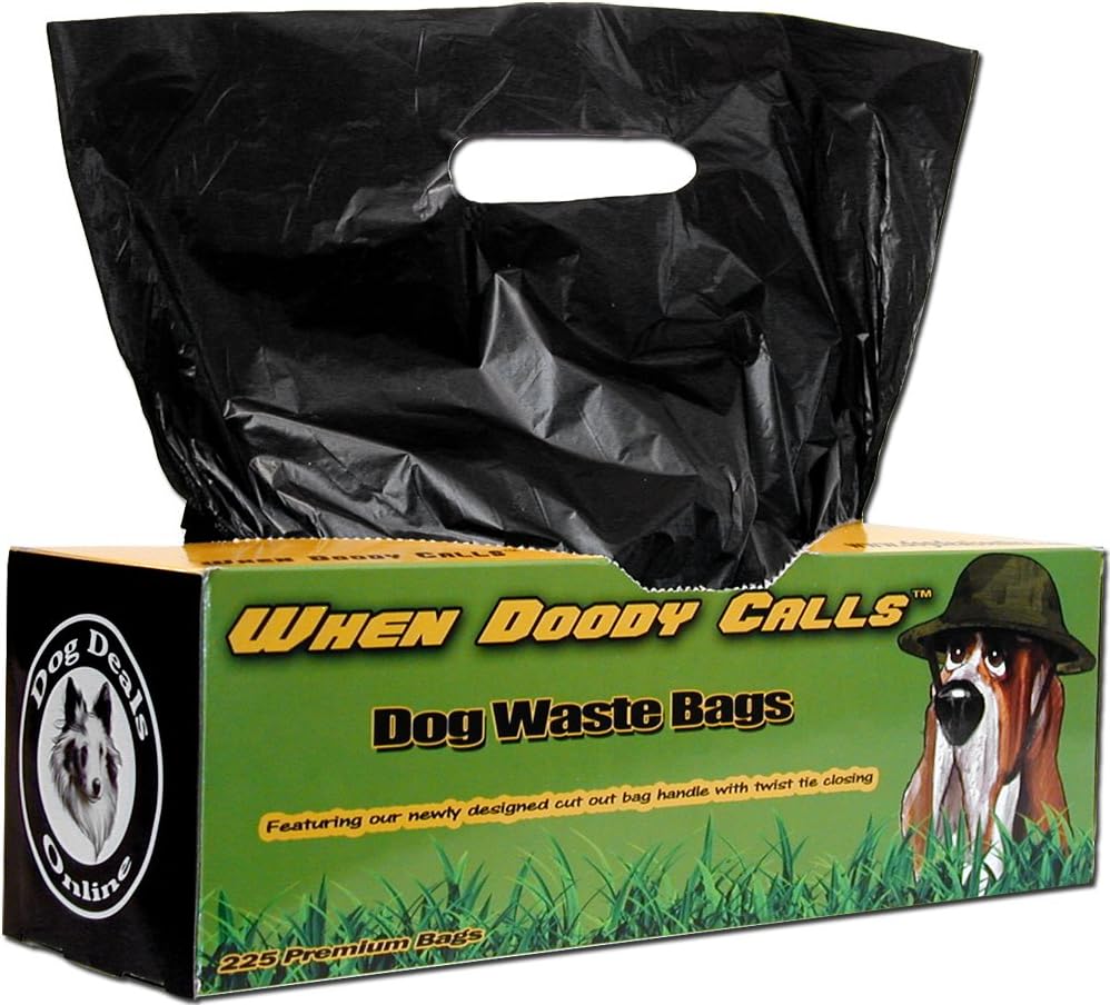 Dog Waste Bags, Pet Waste, Dog Poop-Premium Unscented Black Bags With Innovative Cut Out Handle In Bag And Twist Tie Feature Giving You More Room In The Bag. Single Pull Dispenser Pantry Box-Large Heavy Duty Bags Will Not Tear Or Leak - Guaranteed!