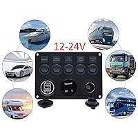 Vista 7 de KAOLALI Panel de interruptores de palanca de 5 bandas, panel de interruptores marinos automotrices, panel de interruptores impermeable de 12 V