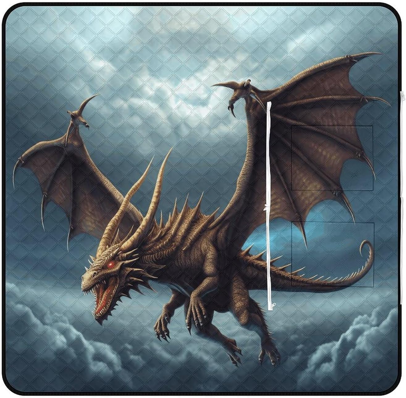 Flying Dragon Picnic Blanket with Zipper Water Resistant Sand Free Picnic Mat Washable Foldable Easy Carry Beach Blanket for Lawn Beach Hiking Camping