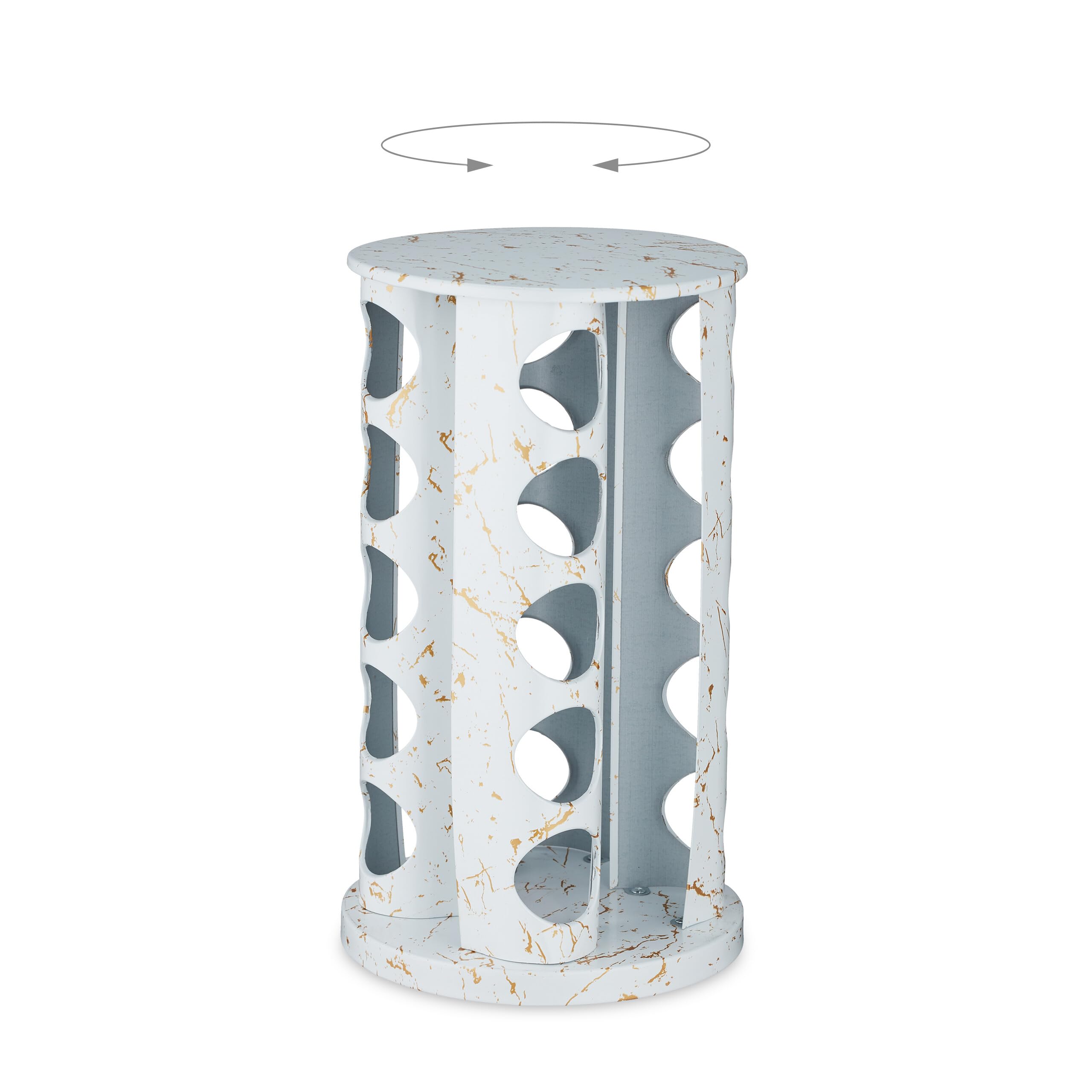 Relaxdays Tourniquet à épices, 20 Pots, chacun avec Embout tamiseur, Rotatif à 360°, Effet marbre, HD 33,5x19 cm, Blanc