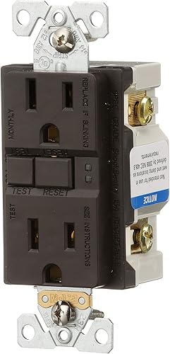Miniatura 2 de EATON Cableado GFCI Autoprueba 15A -125V Receptáculo dúplex con placa de pared tamaño estándar marrón