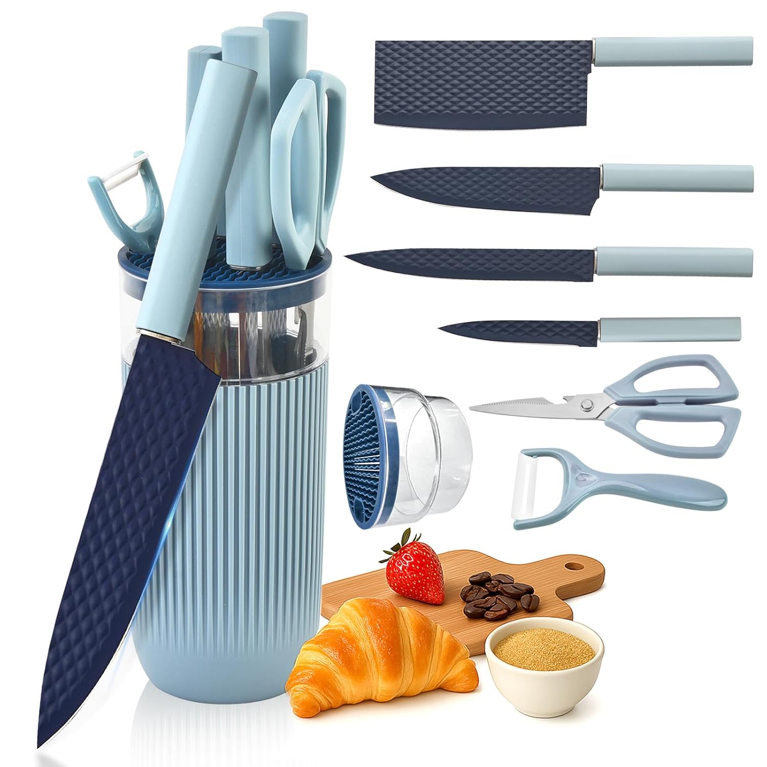 Knife Set 7-Piece Kitchen Knife Set with Sharp Chef and Meat Knives Anti-Rust Utility Knives Set for Kitchen