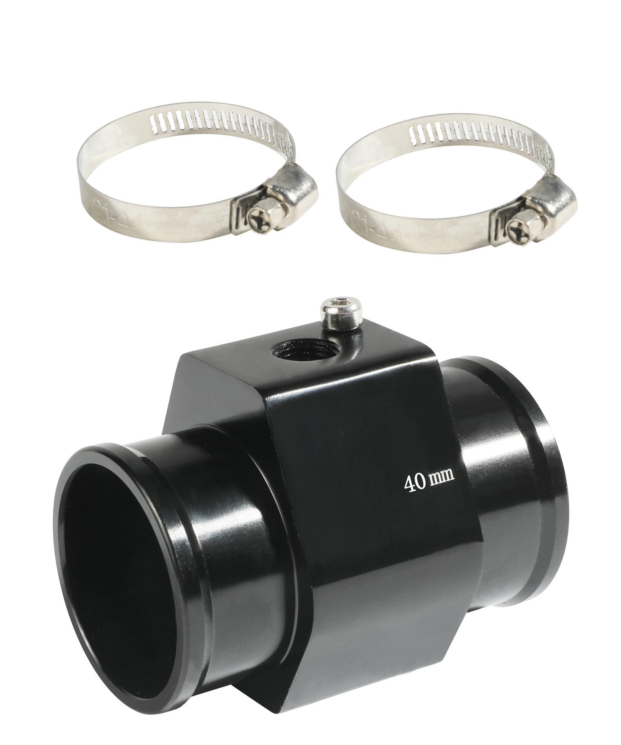 Xibao Auto Wassertemperatur Verbindungsrohr,Temperatursensor Adapter,Wassertemperatur Verbindungsrohr Mit 2 Verstellbaren Klemmen Easy,Kühlerschlauch Adapter,Geeignet für die Meisten Autos (40mm)