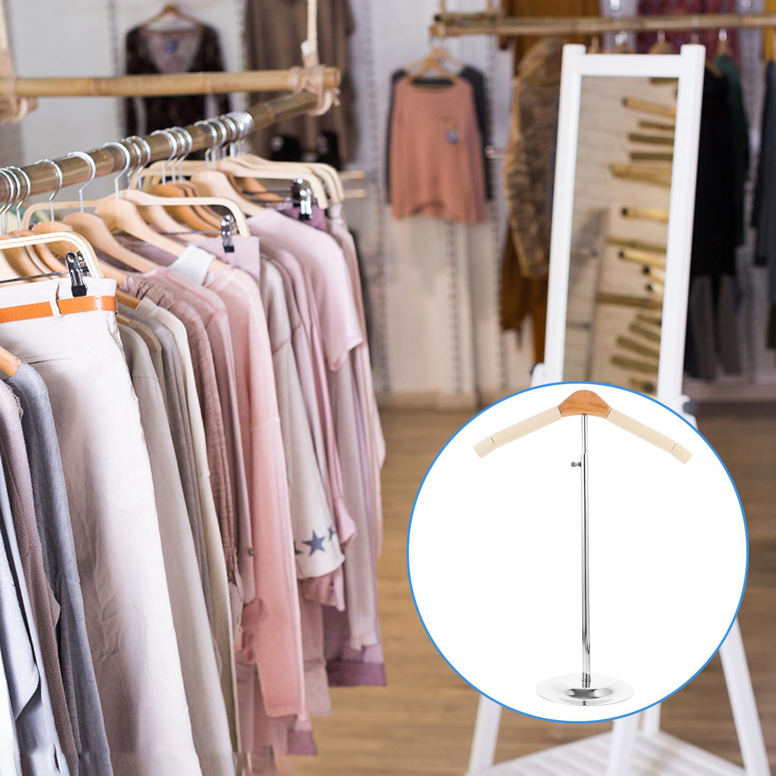 SHINEOFI Präsentationsständer von 46,5-79cm T-shirt Verstellbarer aus Edelstahl mit Verstellbarer Höhe Tragbarer Kleiderständer für Kleidung im Einzelhandel