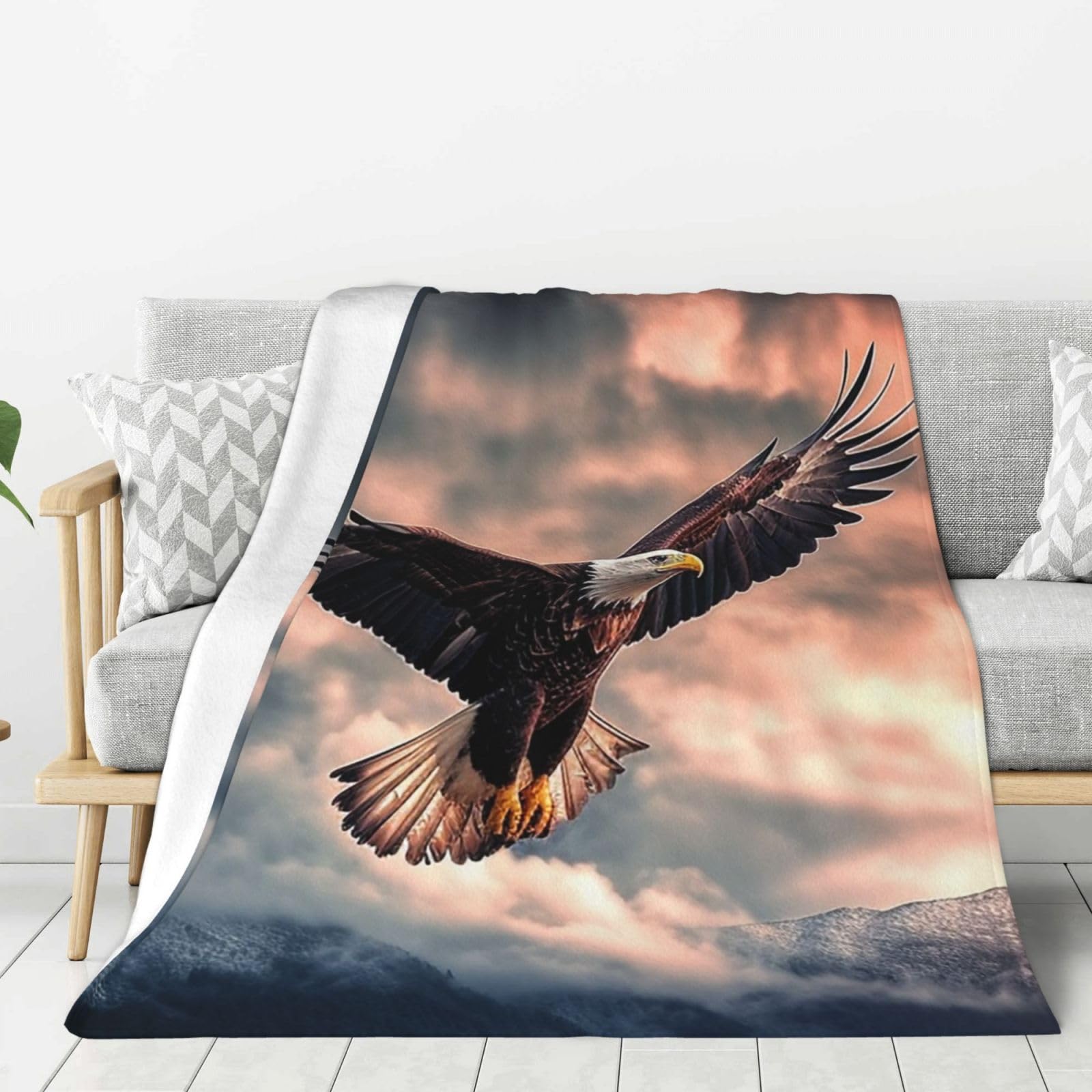 The Eagle Flies Bravely in The Sky Throw Blanket Plush Flannel Fleece Blanket, Soft Lightweight Cozy Blankets 40"X30" for Bed Couch Sofa Travel