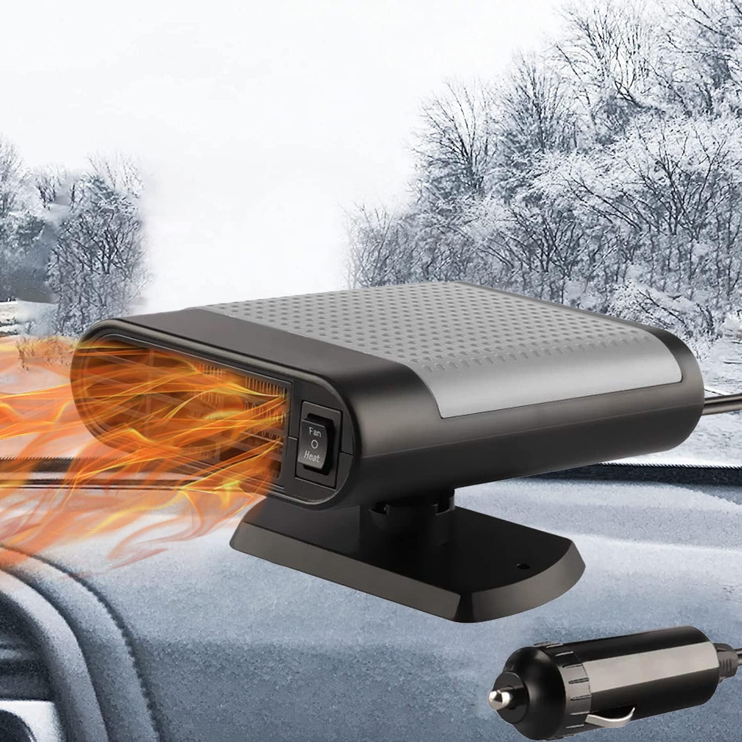 YeahBoom 12V Auto Heizlüfter,150W Tragbare Autoheizung,2 in 1 Auto Heizung Entfroster mit 360