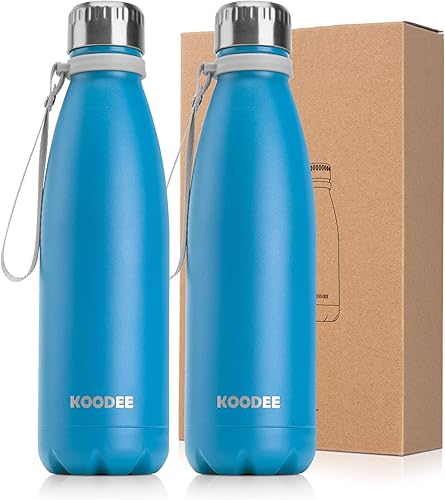 Miniatura 11 de koodee Botella de agua de acero inoxidable de 17 onzas con aislamiento al vacío de doble pared sin BPA, botella de agua deportiva a prueba de fugas