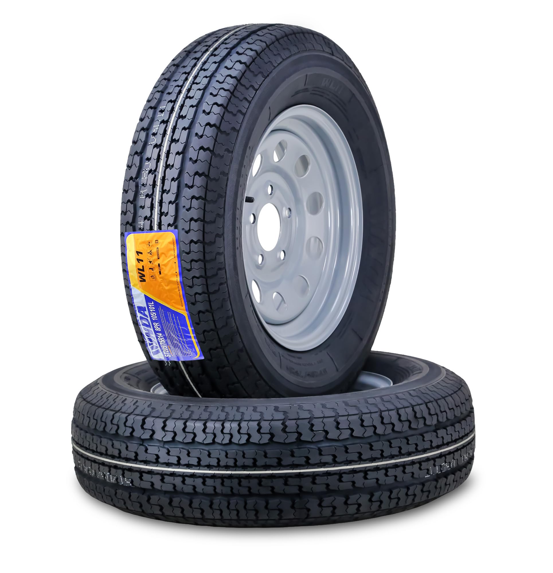 Trailer Tire Wheel Assembly ST205/75R14 8-Ply D