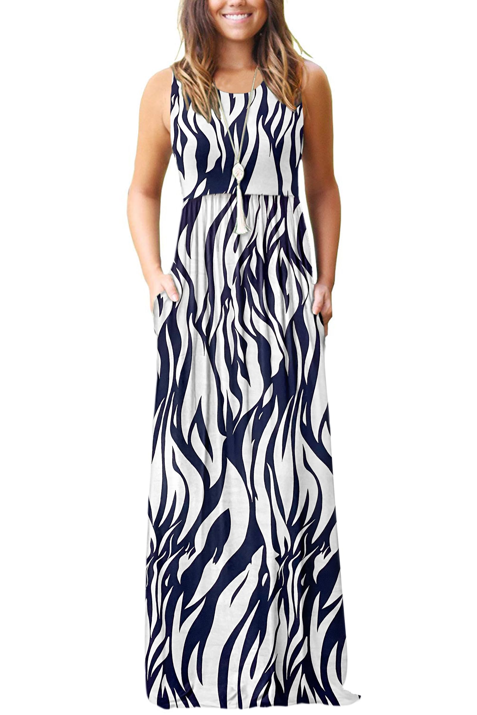 AUSELILY Women's Summer Sleeveless Loose Maxi Dress Casual Long Dresses with Pockets 2026 New