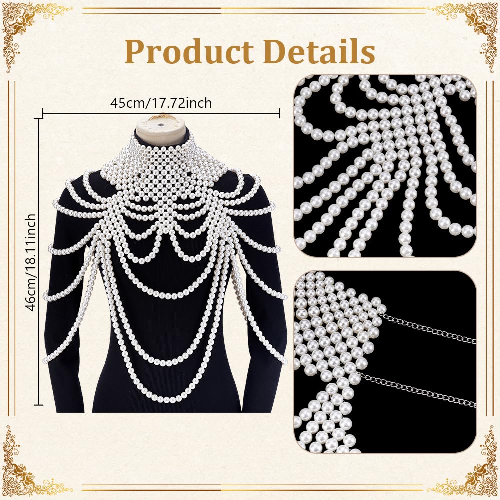 AHANDMAKER 1 chaîne de corps réglable en perles - Blanc - Collier de perles en plastique pour femme - Robe de mariée et décoration de costume - 352 mm