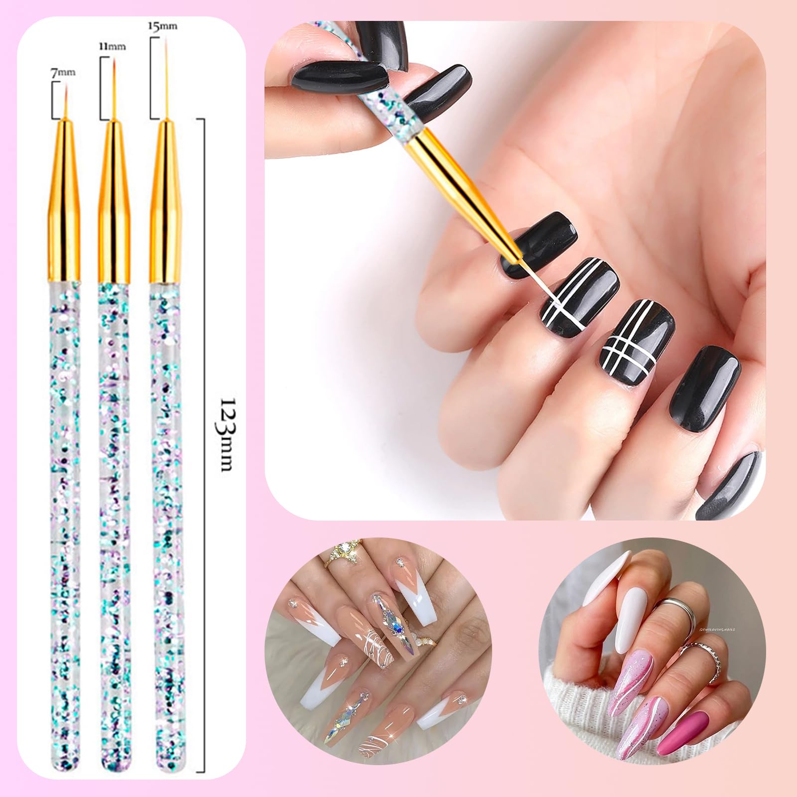 EUDUQ 31 Piece Professional Nail Brush Set, Dual-Ended Nail Brush, Brush for Gel Nails Acrylic Nail Art Pen - Image 4