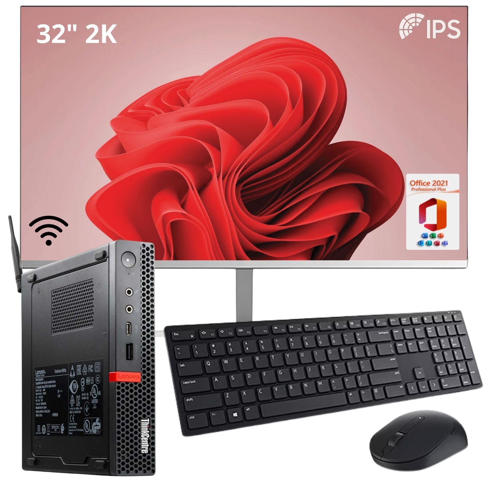 Lenovo ThinkCentre Tiny Desktop PC Completo | Mini Computer | Core i5, 16GB RAM, 512GB SSD | WiFi, Bluetooth, Windows 11 Pro | Office 2021 (Ricondizionato) (Pc+32+Tast)
