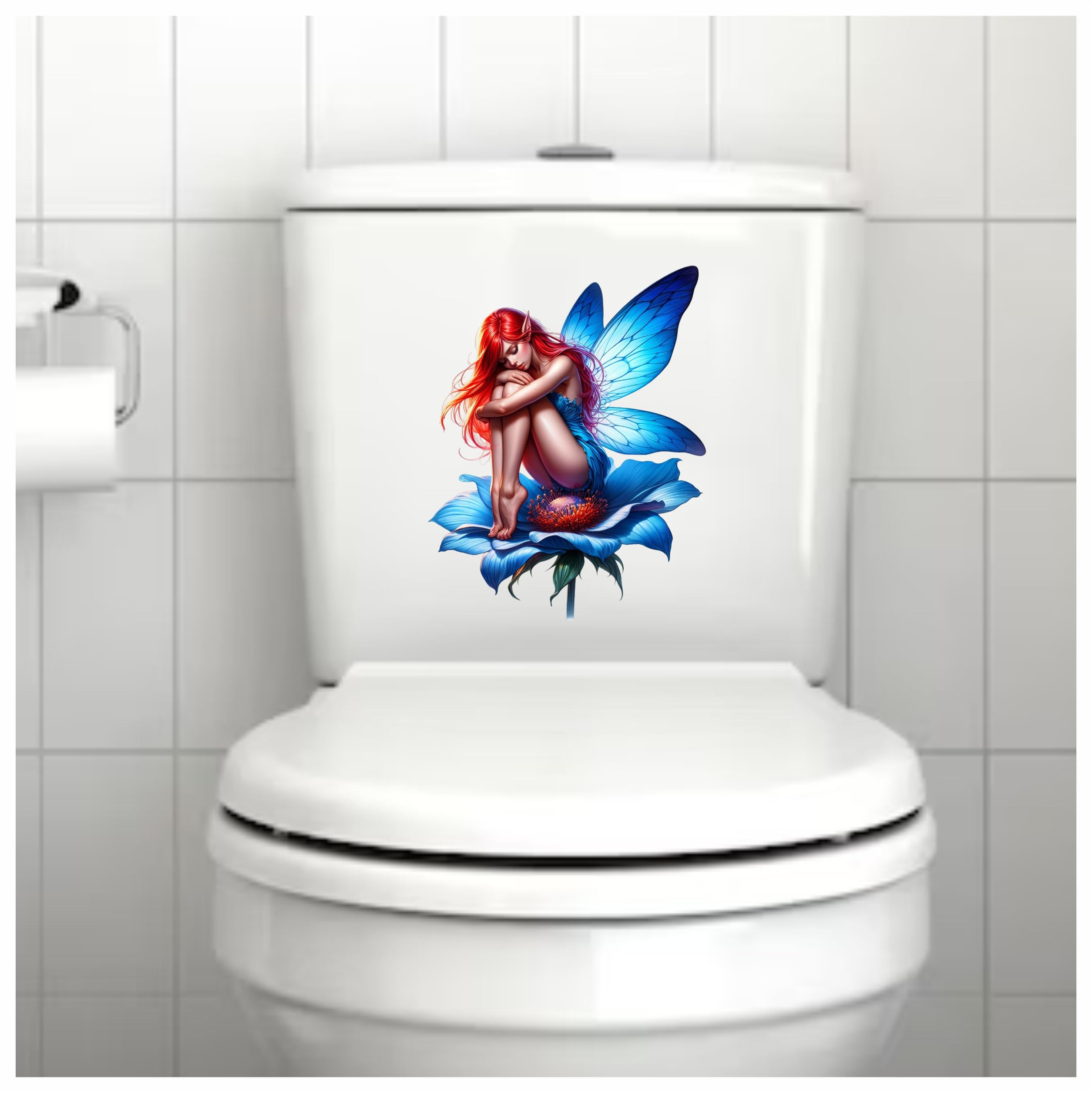 x4 Neon Blue Flower Vinyl Stickers Cover Marks Non Transparent Waterproof Floral Art Decals 1@ 20cm tall ideal for toilets or car. 3@ 7cm tall ideal for Phone case Cups & Wine Glass (Fairy neon blue) - Image 2
