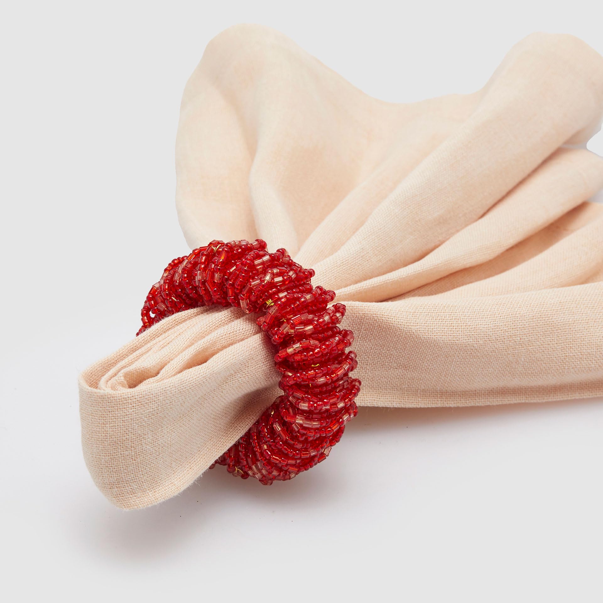 EDG Enzo De Gasperi Serviettenringe mit Perlen, rund, 6 Stück, 6 cm, Rot