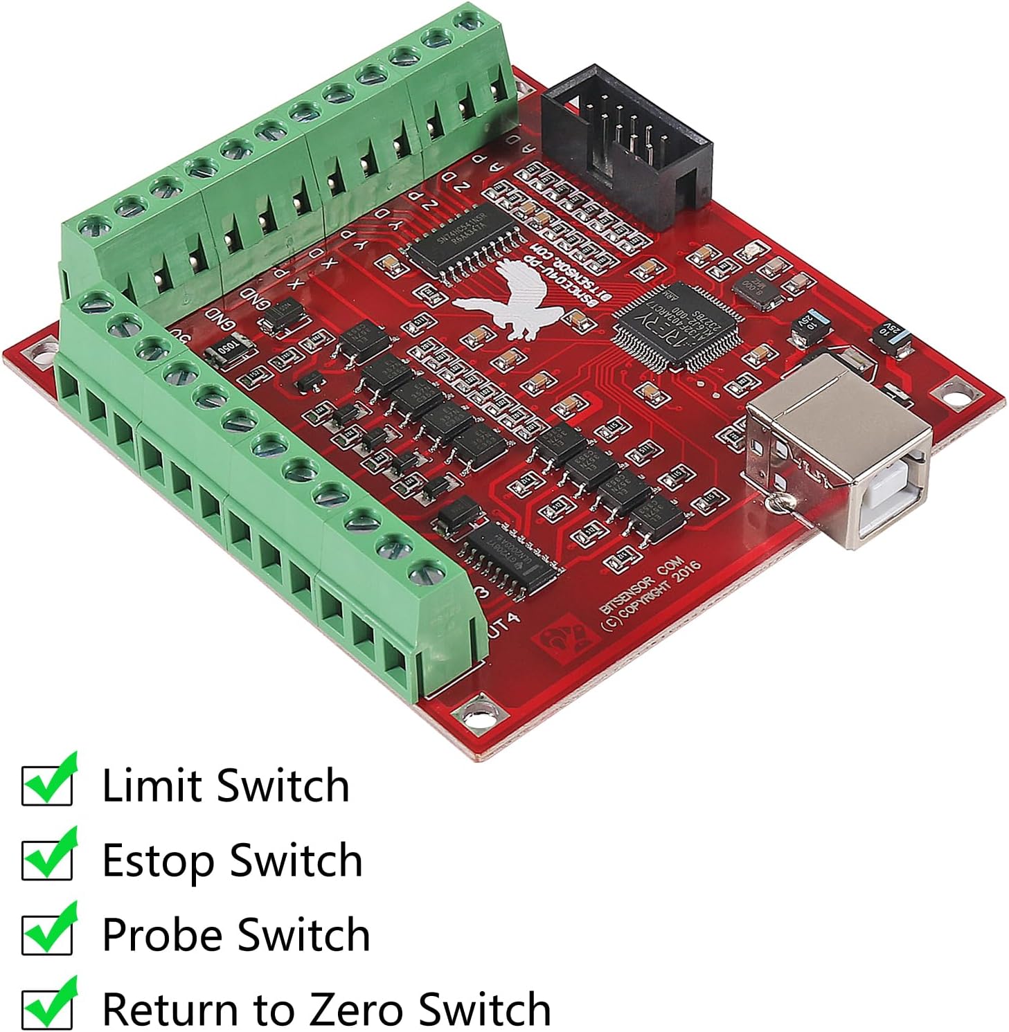 Diagram showing support for Limit Switch, Estop Switch, Probe Switch, and Return to Zero Switch