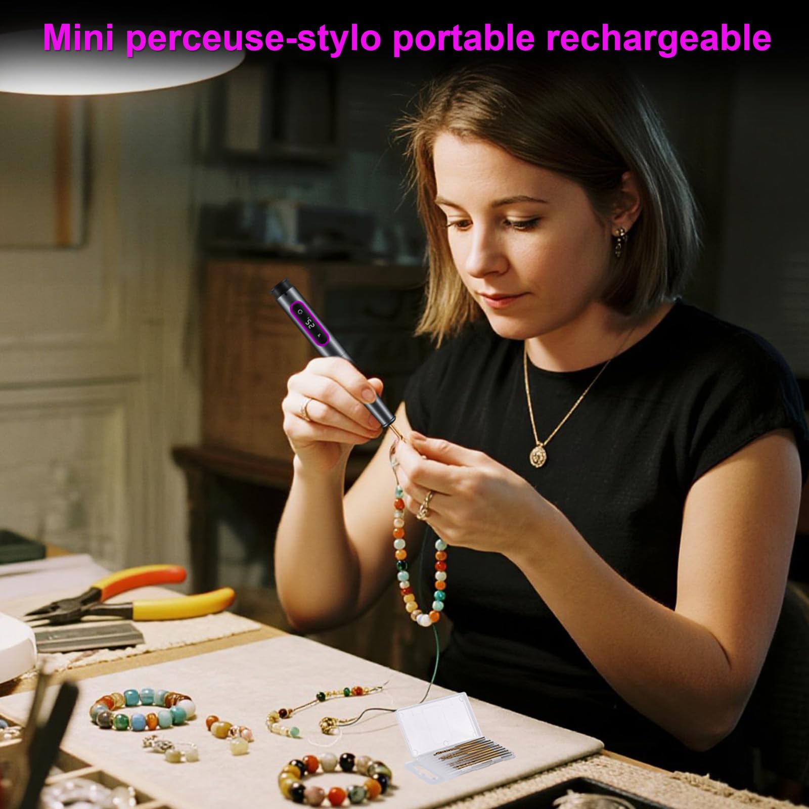 Mini Stylo Perceuse Électrique, GuKKK Mini Perceuse Sans Fil à 5 Vitesses, Mini Perceuse Électrique Manuelle avec 10 Petits Forets, pour Résine, Bijoux, Circuit Imprimé, Cuir, Plastique