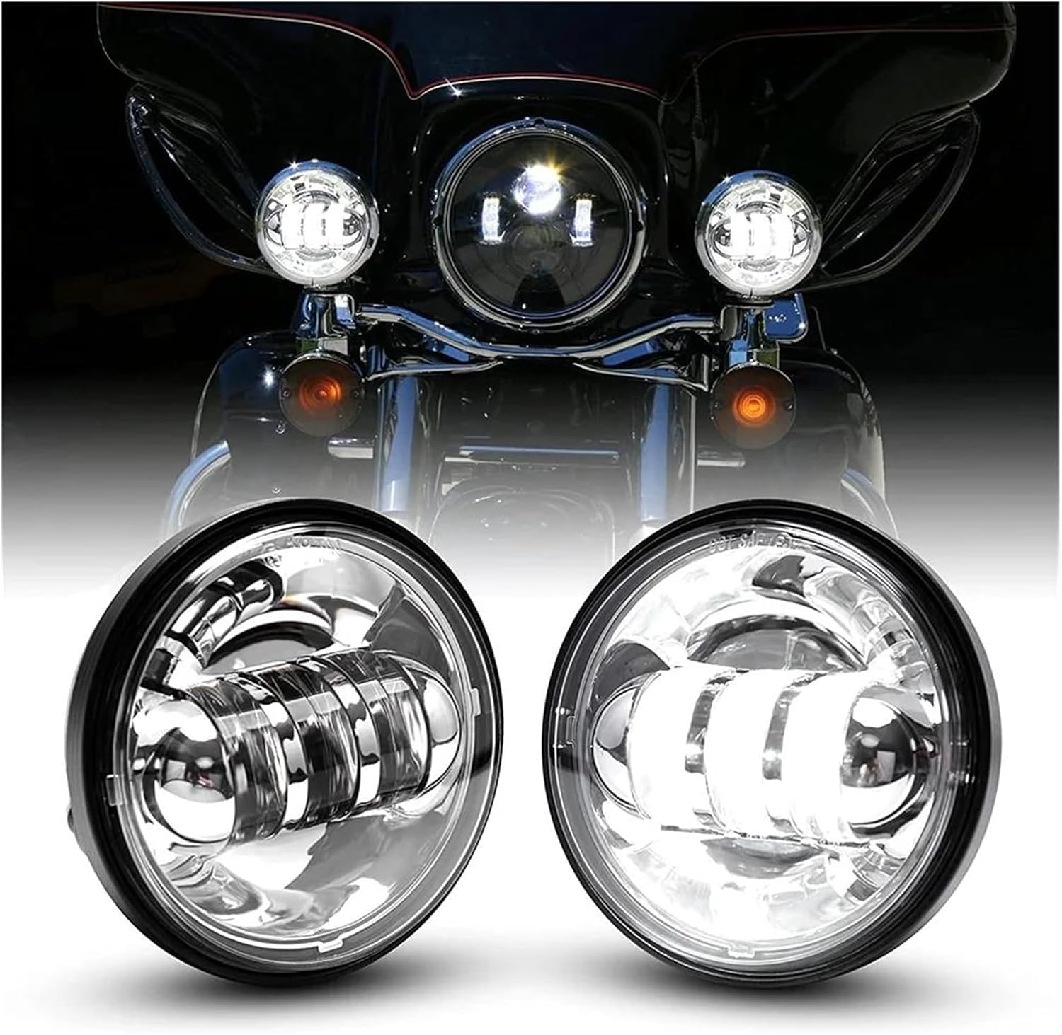 Reflektor motocyklowy Electra for Glide for Classic FLHTC 2007-2008, 4,5 cala okrągłe światła przeciwmgielne z mijaniem i światłami do jazdy dziennej.
