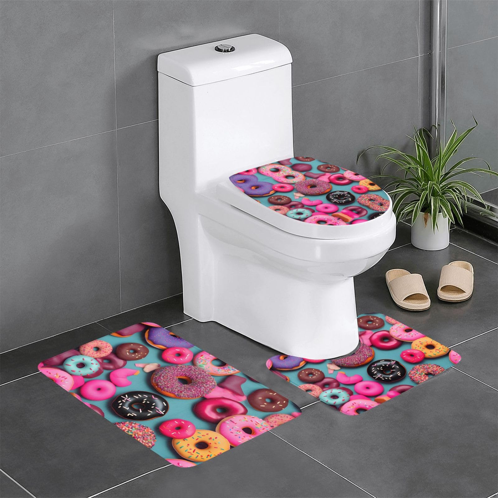 Tapis de salle de bain antidérapants WHJSSF - Lot de 3 pour toilettes et lavabo 61x40,6 cm