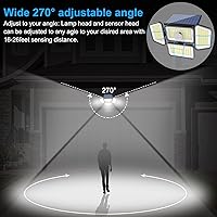 Vista 5 de Jnrss Paquete de 2 luces solares para exteriores, 4 cabezales, 268 LED, 3000 lúmenes, luces solares con sensor de movimiento, IP65, impermeables