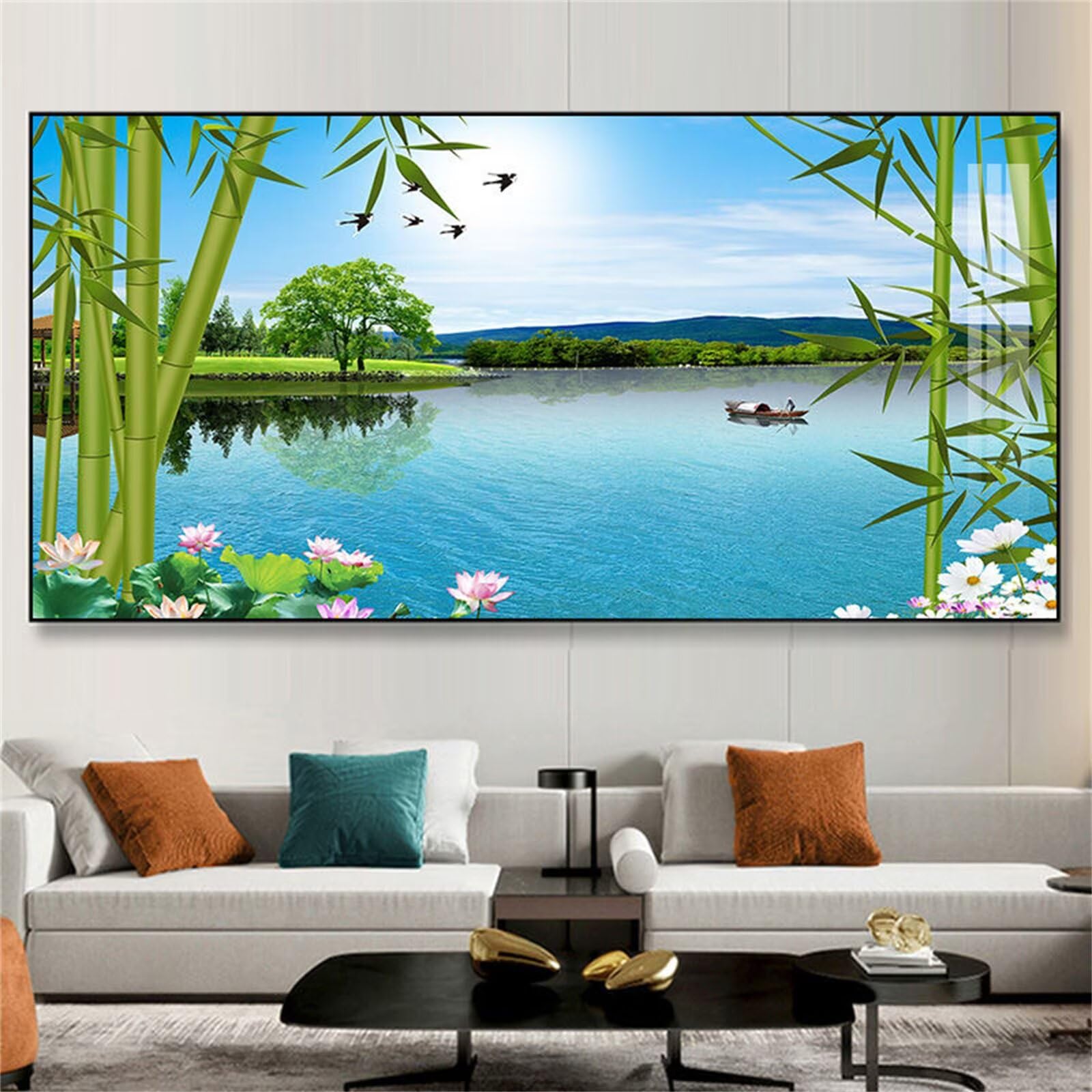 Diamond Painting 90x180cm Paysage Lacustre Broderie Grand Format