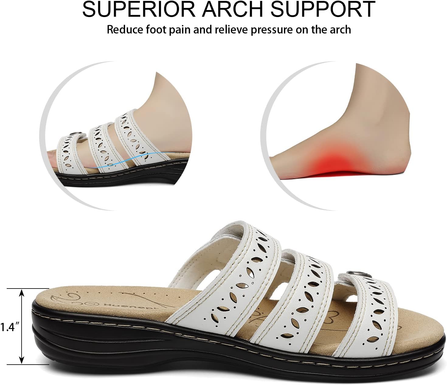 Women's Comfort Leather Slides Lightweight Flat Sandals Cute Slip On Casual Walking Slippers - Image 5