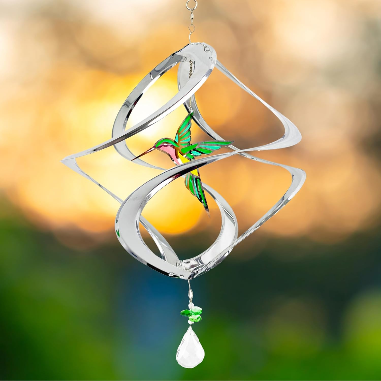 Red Carpet Studios The Original Helix Cosmix Spinner Stainless Steel and Crystal Geo, 17.5-Inch, Hummingbird