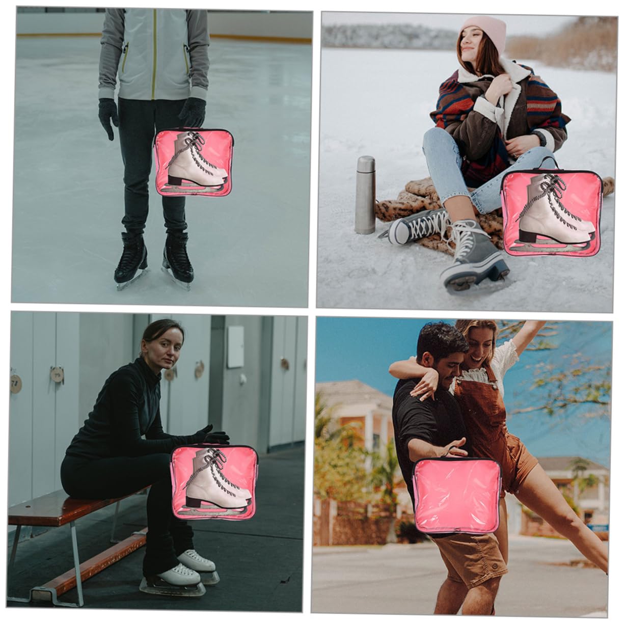 Bolsa De Patinaje Bolsa para Zapatos De Skate Bolsas para Patinete Bolsas para Viajes Patines Dobles Mochila para Patinete Bolsas para Zapatos De Mujer Tela Oxford Rosa