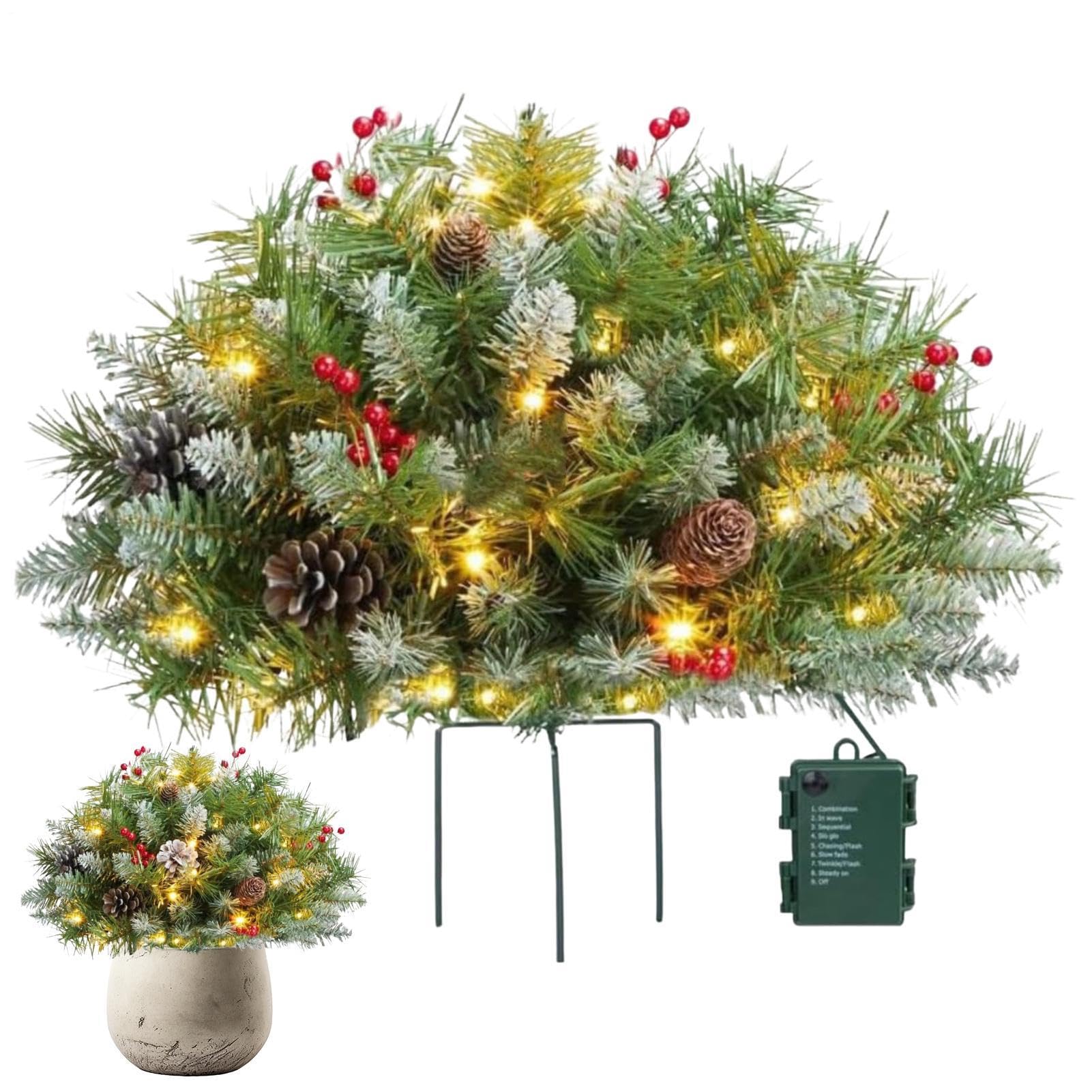 Macetero iluminado resistente a lluvia y nieve para jardín de Navidad 1