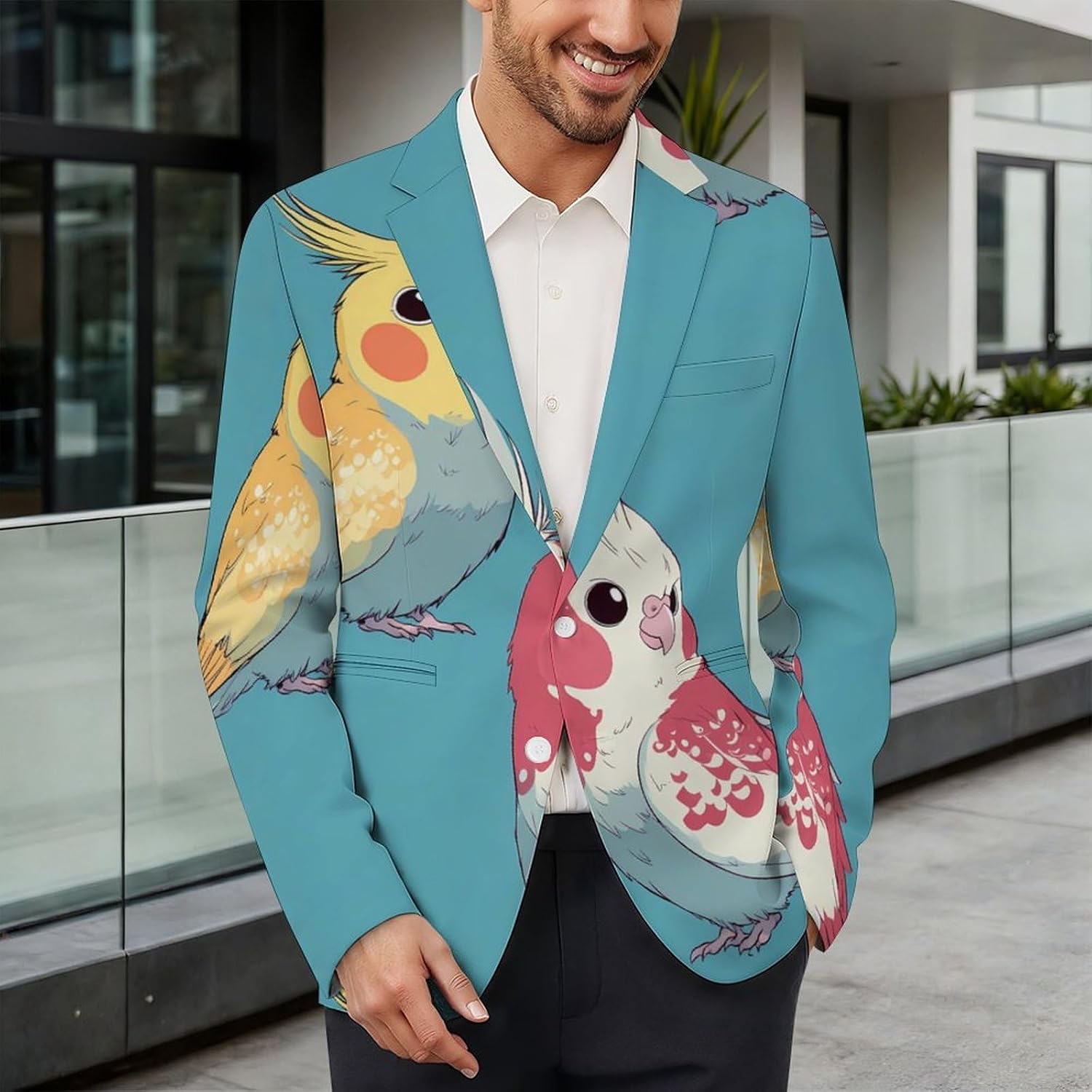Cute Cockatiel Mens Casual Blazer Two Button Sport Coat Business Suit Jacket
