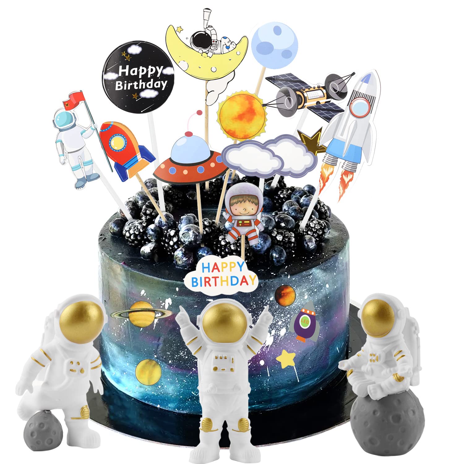 Astronaut Cake Topper Space Cake Decorations Space Cupcake Toppers Spaceman Kid's Cake Decorating kit